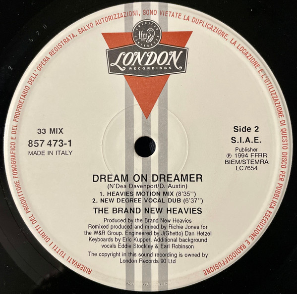 The Brand New Heavies - Dream On Dreamer | London Records (857 473 -1) - 2 The Brand New Heavies - Dream On Dreamer | London Records (857 473 -1) - 2