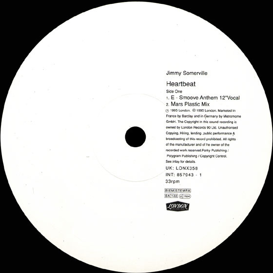 Jimmy Somerville - Heartbeat | London Records (LONX358) - 3