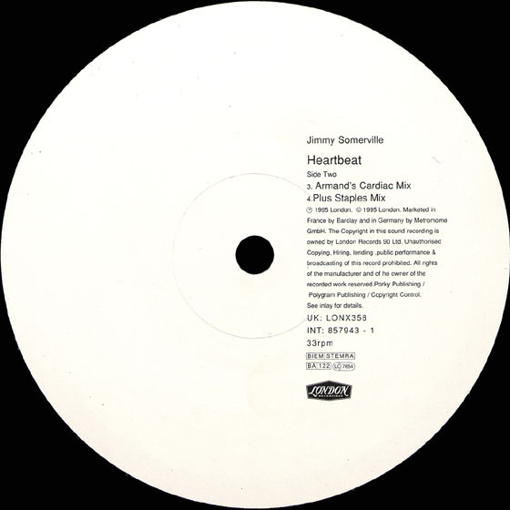 Jimmy Somerville - Heartbeat | London Records (LONX358) - 4