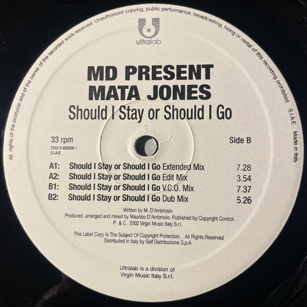 MD Present Mata Jones - Should I Stay Or Should I Go | Ultralab (7243 5 46280 6 1) - 2 MD Present Mata Jones - Should I Stay Or Should I Go | Ultralab (7243 5 46280 6 1) - 2