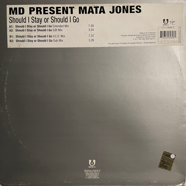 MD Present Mata Jones - Should I Stay Or Should I Go | Ultralab (7243 5 46280 6 1) - main MD Present Mata Jones - Should I Stay Or Should I Go | Ultralab (7243 5 46280 6 1) - main