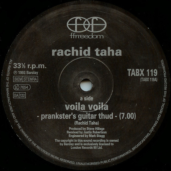 Rachid Taha - Voila Voila (The Justin Robertson Remixes) | Ffrreedom (TABX 119) - 2 Rachid Taha - Voila Voila (The Justin Robertson Remixes) | Ffrreedom (TABX 119) - 2