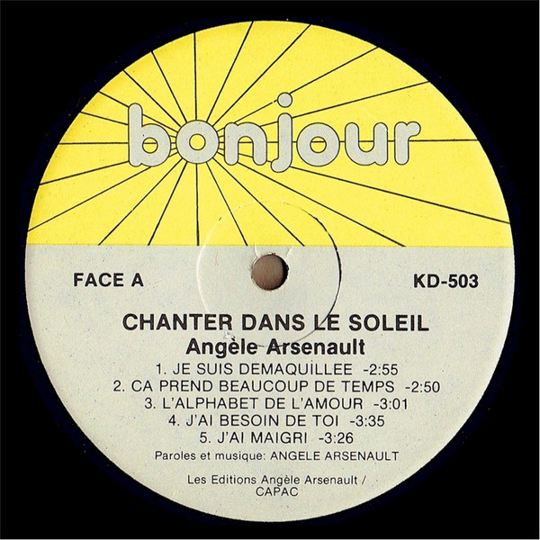 Angèle Arsenault - Chanter Dans Le Soleil | Kébec-Disc (KD-503) - 3 Angèle Arsenault - Chanter Dans Le Soleil | Kébec-Disc (KD-503) - 3