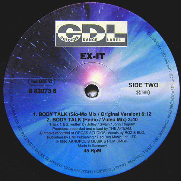Ex-It - Body Talk | CDL - Cologne Dance Label (8 83073 6) - 2 Ex-It - Body Talk | CDL - Cologne Dance Label (8 83073 6) - 2