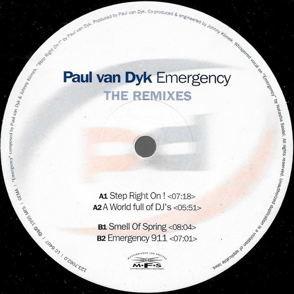 Paul van Dyk - Emergency (The Remixes) | MFS (123.7062.0) - 4 Paul van Dyk - Emergency (The Remixes) | MFS (123.7062.0) - 4