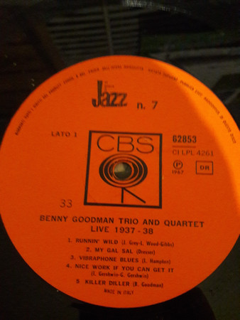 Benny Goodman Trio And Quartet - Live 1937-38 | CBS (62853) - 3 Benny Goodman Trio And Quartet - Live 1937-38 | CBS (62853) - 3