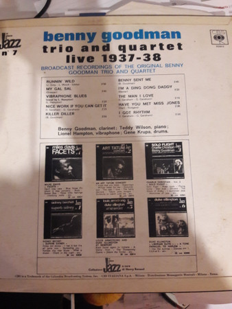Benny Goodman Trio And Quartet - Live 1937-38 | CBS (62853) - 2 Benny Goodman Trio And Quartet - Live 1937-38 | CBS (62853) - 2