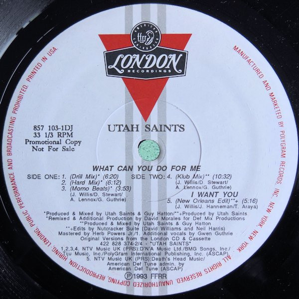 Utah Saints - What Can You Do For Me | London Records (857 103-1DJ)