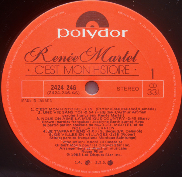 Renée Martel - C'est Mon Histoire | Polydor (2424 246) - 3 Renée Martel - C'est Mon Histoire | Polydor (2424 246) - 3