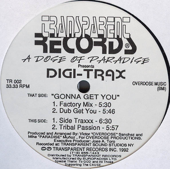 A Dose Of Paradise Presents Digi-Trax - Gonna Get You | Transparent Records (TR 002) - main A Dose Of Paradise Presents Digi-Trax - Gonna Get You | Transparent Records (TR 002) - main