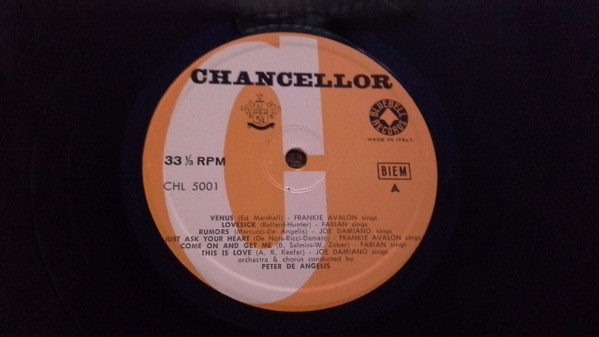 Frankie Avalon / Fabian / Joe Damiano - Venus / Tiger / Forever | Chancellor (CHL 5001) - 3