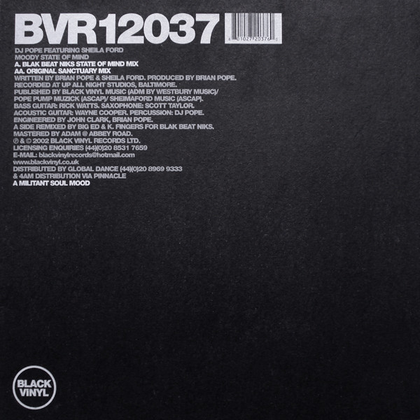 DJ Pope Feat. Sheila Ford - Moody State Of Mind | Black Vinyl Records (BVR 12037) - 2 DJ Pope Feat. Sheila Ford - Moody State Of Mind | Black Vinyl Records (BVR 12037) - 2