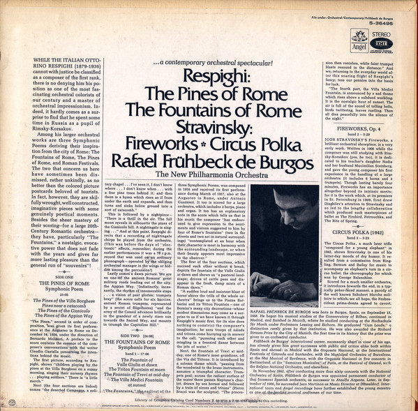 Respighi: The Pines of Rome; The Fountains of Rome; Stravinsky: Fireworks; Circus Polka