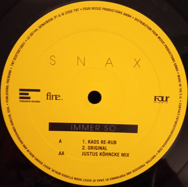 Snax - Immer So | Terranova Records (TNT 04) - 2