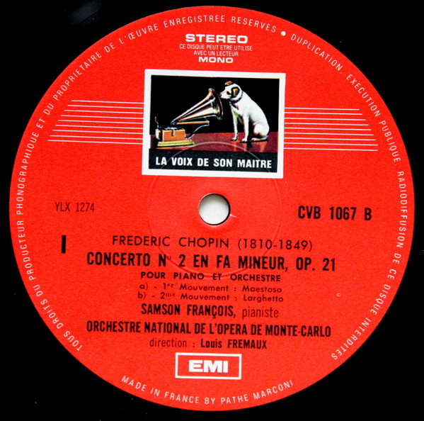 Frederic Chopin - Samson François , Orchestre National De L'Opéra De Monte-Carlo , Louis Frémaux , Pierre Barbizet - Concerto N° 2 En Fa Mineur Op. 21 / Rondo En Ut Majeur, Op. 73 Pour Deux Pianos | La Voix De Son Maître (CVB 1067) - 3 Frederic Chopin - Samson François , Orchestre National De L'Opéra De Monte-Carlo , Louis Frémaux , Pierre Barbizet - Concerto N° 2 En Fa Mineur Op. 21 / Rondo En Ut Majeur, Op. 73 Pour Deux Pianos | La Voix De Son Maître (CVB 1067) - 3