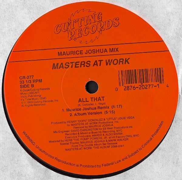Masters At Work Featuring India - I Can't Get No Sleep / All That | Cutting Records (CR-277) - 4