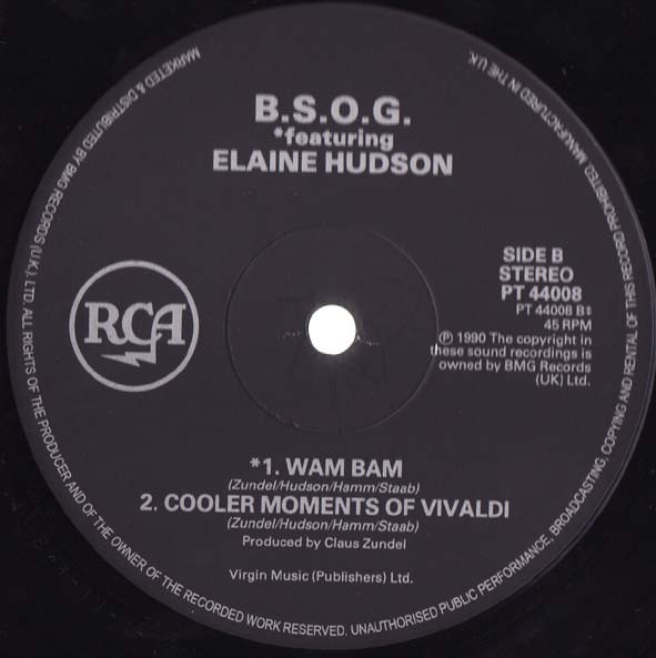 B.S.O.G. Featuring Elaine Hudson - Bow Wow Wow | RCA (PT 44008) - 4