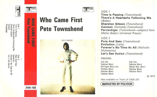Pete Townshend - Who Came First | Track Record (3191 102) - 2 Pete Townshend - Who Came First | Track Record (3191 102) - 2
