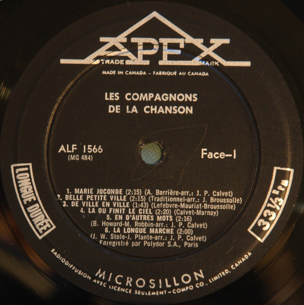 Les Compagnons De La Chanson - Marie Joconde / La Mamma | Apex (ALF-1566) - 3 Les Compagnons De La Chanson - Marie Joconde / La Mamma | Apex (ALF-1566) - 3