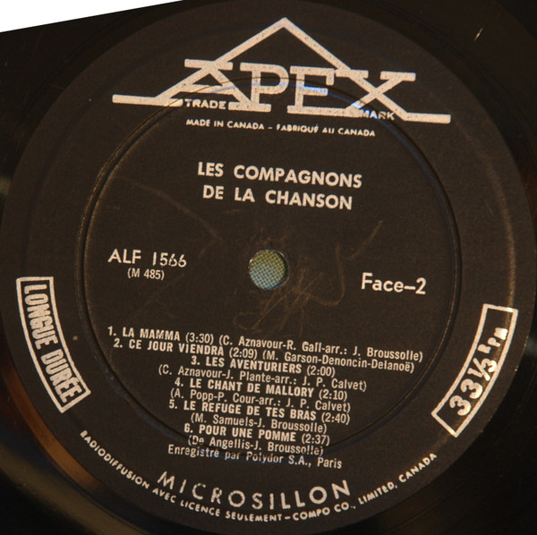 Les Compagnons De La Chanson - Marie Joconde / La Mamma | Apex (ALF-1566) - 4 Les Compagnons De La Chanson - Marie Joconde / La Mamma | Apex (ALF-1566) - 4