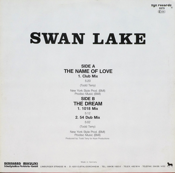 Swan Lake - The Name Of Love / The Dream | ZYX Records (ZYX 5979) - 2