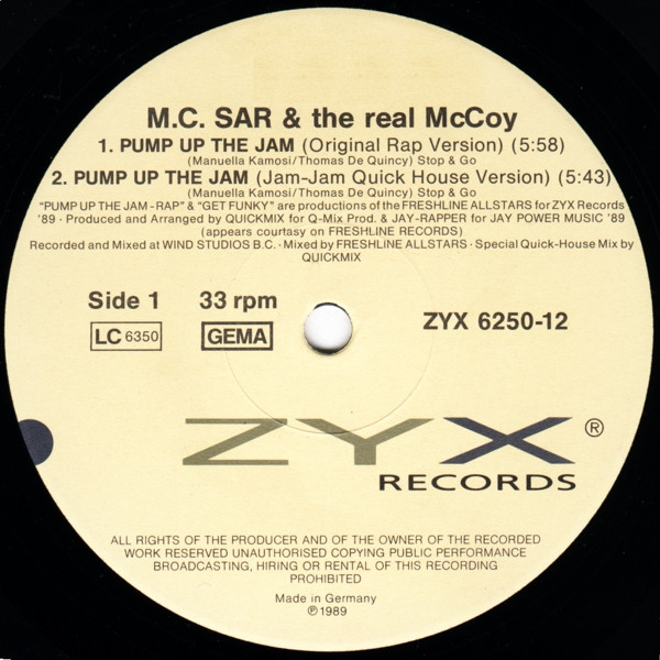 M.C.Sar & The Real McCoy - Pump Up The Jam - Rap | ZYX Records (ZYX 6250-12) - 3 M.C.Sar & The Real McCoy - Pump Up The Jam - Rap | ZYX Records (ZYX 6250-12) - 3