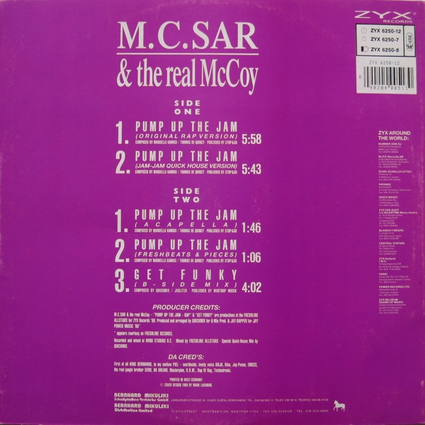 M.C.Sar & The Real McCoy - Pump Up The Jam - Rap | ZYX Records (ZYX 6250-12) - 2 M.C.Sar & The Real McCoy - Pump Up The Jam - Rap | ZYX Records (ZYX 6250-12) - 2