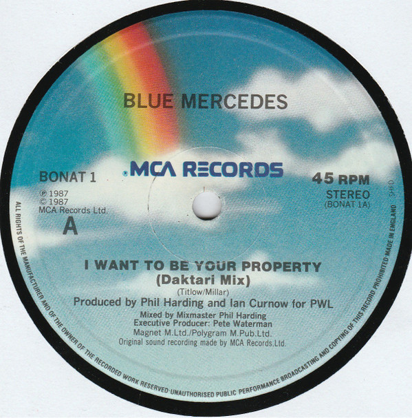 Blue Mercedes - I Want To Be Your Property | MCA Records (BONAT 1) - 3