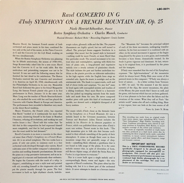 Concerto In G / Symphony On A French Mountain Air, Op. 25