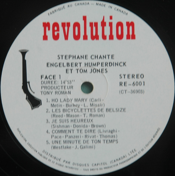Stéphane - Stéphane Chante Engelbert Humperdinck Et Tom Jones | Revolution (RE-6001) - 3