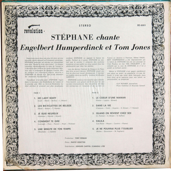 Stéphane - Stéphane Chante Engelbert Humperdinck Et Tom Jones | Revolution (RE-6001) - 2