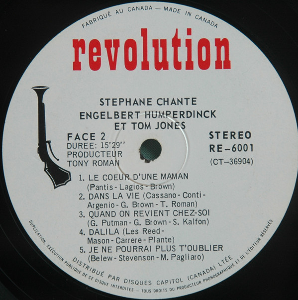 Stéphane - Stéphane Chante Engelbert Humperdinck Et Tom Jones | Revolution (RE-6001) - 4
