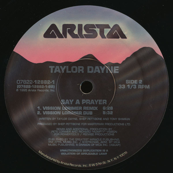 Taylor Dayne - Say A Prayer | Arista (07822-12882-1) - 4