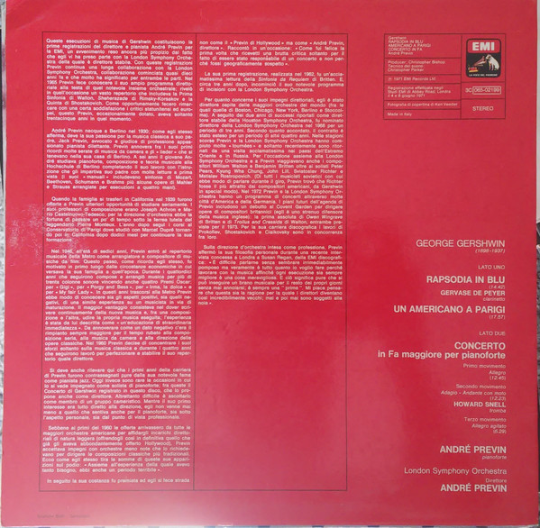 André Previn , George Gershwin - London Symphony Orchestra - Previn & Gershwin | La Voce Del Padrone (3C 065-02199) - 2 André Previn , George Gershwin - London Symphony Orchestra - Previn & Gershwin | La Voce Del Padrone (3C 065-02199) - 2