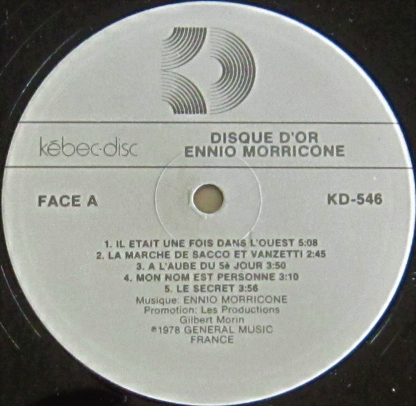 Ennio Morricone - Disque D'Or [Vinyl] | Kébec-Disc (KD-546) - 3