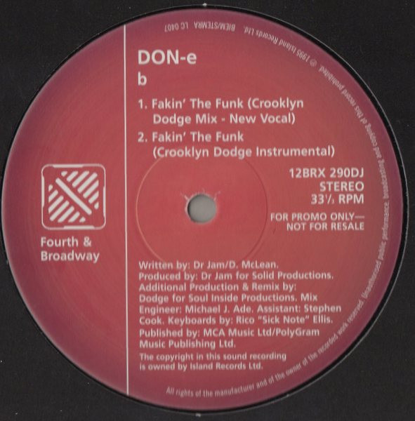 DON-e - Fakin' The Funk (Crooklyn Dodge Mixes) | 4th & Broadway (12 BRX 290 DJ) - 3