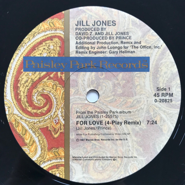 Jill Jones - For Love | Paisley Park (9 20825-0) - 3