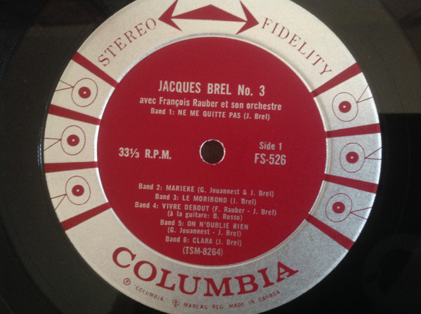 Jacques Brel Avec François Rauber Et Son Orchestre - N° 3 | Columbia (FS526) - 3