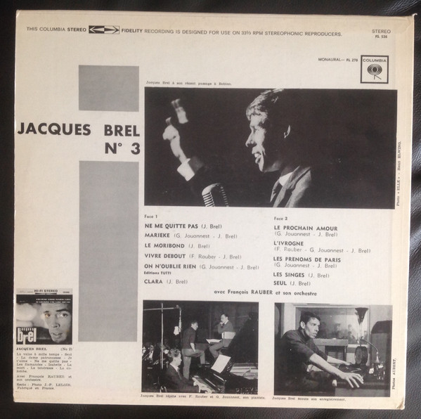Jacques Brel Avec François Rauber Et Son Orchestre - N° 3 | Columbia (FS526) - 2