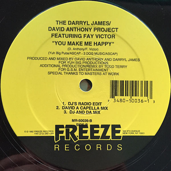 The Darryl James/David Anthony Project Featuring Fay Victor - You Make Me Happy | Freeze Records (MR-50036) - 2