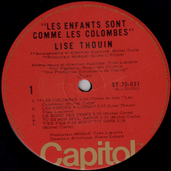 Lise Thouin - Les Enfants Sont Comme Les Colombes | Capitol Records (ST.70031) - 3