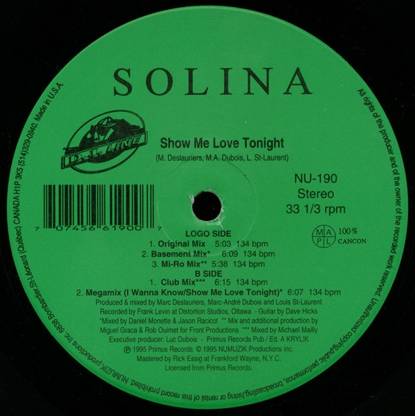 Solina - Show Me Love Tonight | Numuzik Inc. (NU-190)
