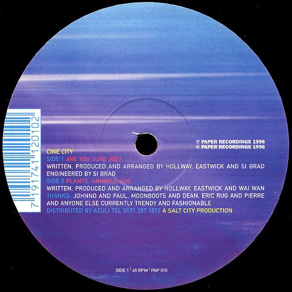 Cine City - Are You Sure Joe? / Plants, Animals, H2O | Paper Recordings (PAP 010)