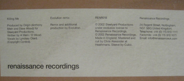 Origin - Killing Me (Disc Two) | Renaissance (RENR018) - 5