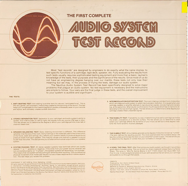 Audio System Test Record