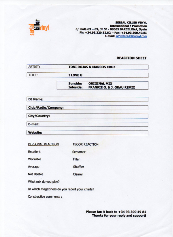 Toni Rojas & Marcos Cruz - I Love U | Morbido Records (MBD 060) - 7 Toni Rojas & Marcos Cruz - I Love U | Morbido Records (MBD 060) - 7