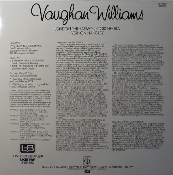 Symphony No 6 In E Minor; Prelude & Fugue In C Minor