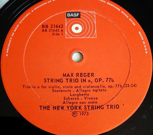 Max Reger , The New String Trio, New York - Streichtrios Opus 77b Und Opus 141b | BASF (KBB 21642) - 3