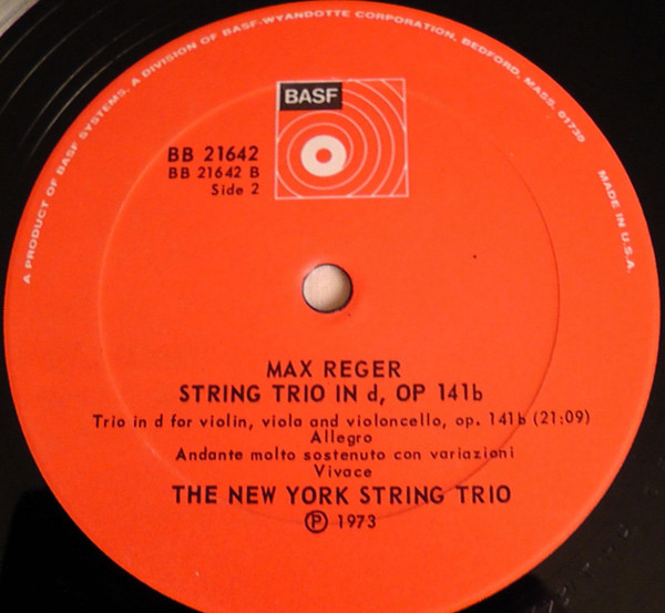 Max Reger , The New String Trio, New York - Streichtrios Opus 77b Und Opus 141b | BASF (KBB 21642) - 4