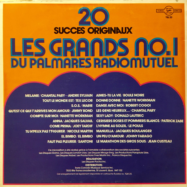 Various - Les Grands No.1 Du Palmares Radiomutuel : 20 Succès Originaux | Radiomutuel (TQ 20) - 2 Various - Les Grands No.1 Du Palmares Radiomutuel : 20 Succès Originaux | Radiomutuel (TQ 20) - 2